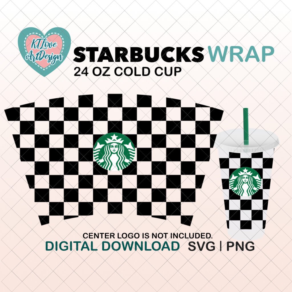 Checker Board Squares Starbucks Cup , checkered Wrap, Full Wrap Cup,For 24oz Venti Cold Cup,DIY Instant Download for Cricut