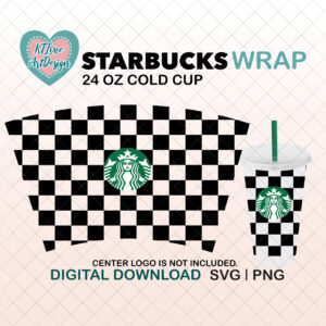 Checker Board Squares Starbucks Cup , checkered Wrap, Full Wrap Cup,For 24oz Venti Cold Cup,DIY Instant Download for Cricut