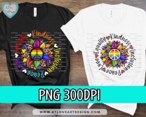 Love Peace Kindness Peace Sign Sunflower, Pride Png, LGBT Rainbow Png - Image 2