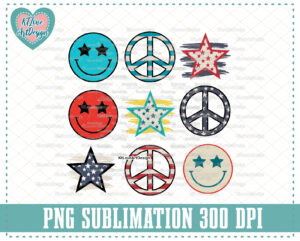 Smiley Face Png, Groovy 4th of July, Red White Blue Png, memorial day png, Sublimation, PNG Sublimation Design