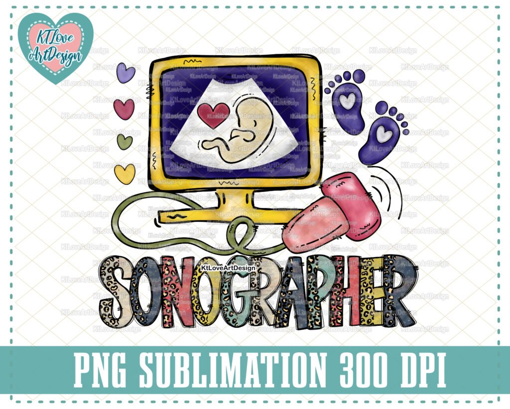 Sonographer Png, Ultrasound Technician Png, Medical Png, leopard doodle, PNG Sublimation Design