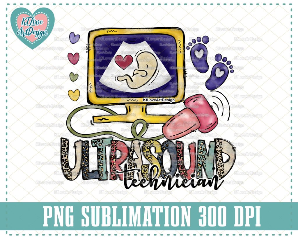 Ultrasound Technician Png, Sonographer Png, Medical Png, leopard doodle, PNG Sublimation Design