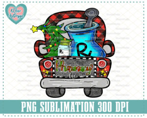 Pharmacy Christmas,Pickup Truck Pharmacy, Pharmacy Buffalo plaid, PNG Sublimation Design