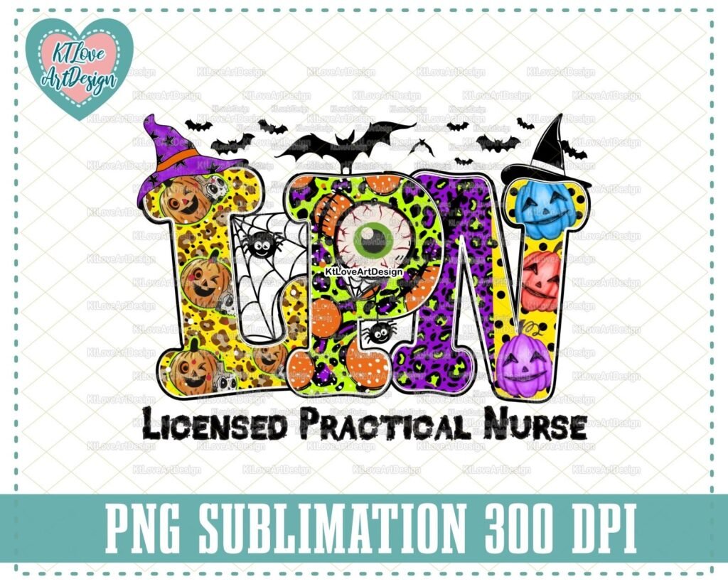 Spooky LPN Png, Spooky Nurse Png, Halloween Nurse, Licensed Practical Nurse Sublimation, Nurse Life Doodle, PNG Sublimation Design