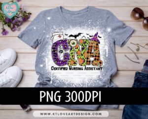 Spooky CNA Png, Spooky Nurse Png, Halloween Nurse, Certified Nursing Assistant Sublimation, Nurse Life Doodle, PNG Sublimation Design - Image 2