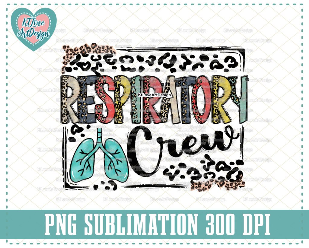 Respiratory Crew, Respiratory Therapist Png, Vintage Nurse Png, Leopard Lettering, PNG Sublimation Design