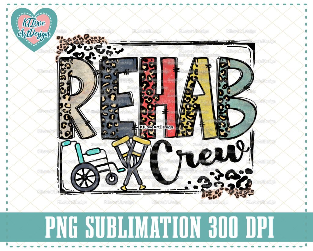 Rehab Nurse Png, Rehab Crew, Vintage Clinic, Vintage Nurse Png, Leopard Lettering, PNG Sublimation Design