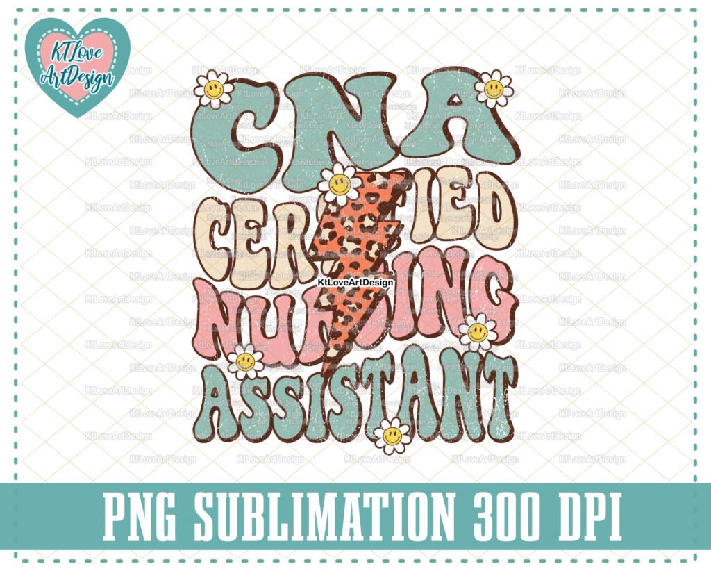 Certified Nursing Assistant Png, Retro Fall CNA, Retro Nurse Lightning Bolt, Groovy Nurse Png