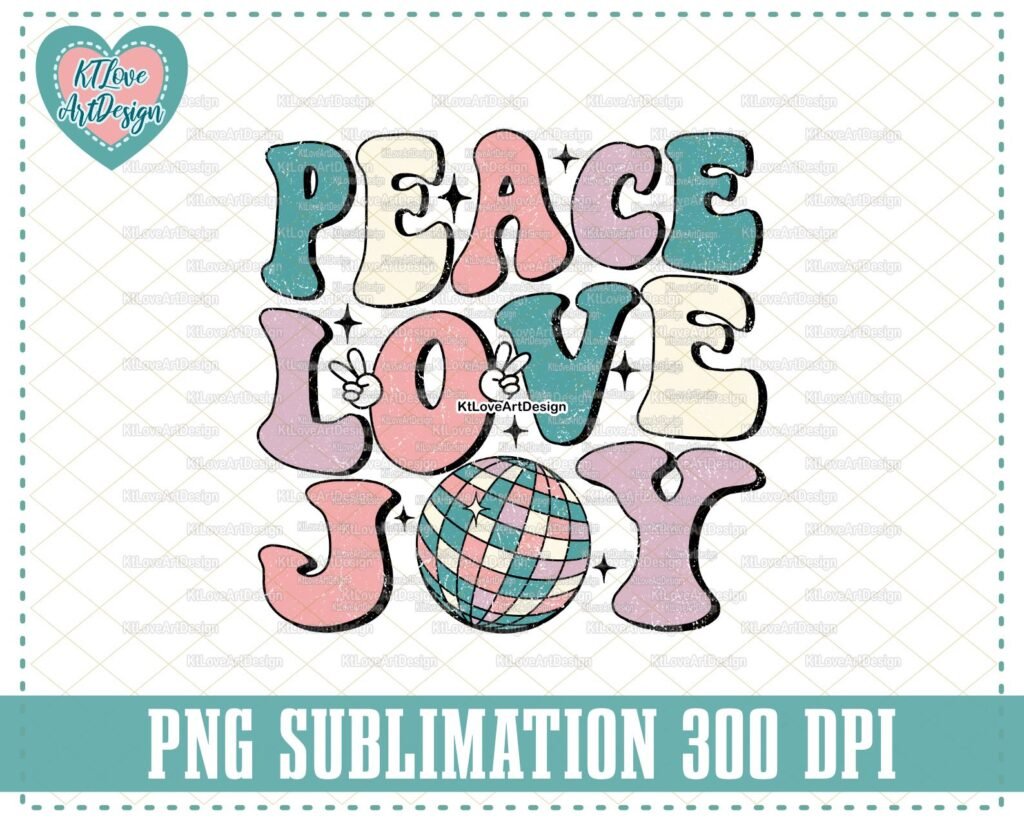 Peace Love Joy Png, Retro Joy png, Joy To The World Png, PNG Sublimation, Instant Download