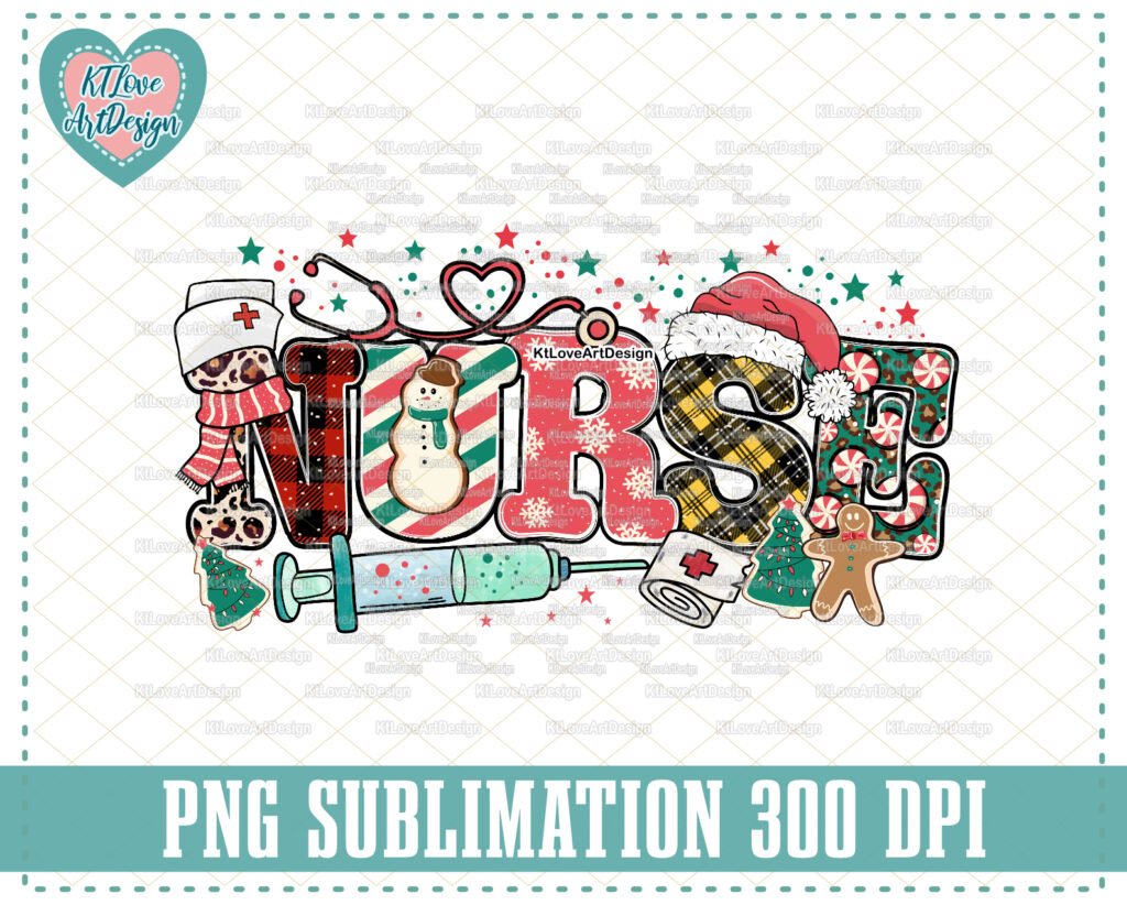 Christmas Nurse Png, Nurse Christmas, Merry Nurse, Christmas Png, hand drawn, Nurse Sublimation, PNG Sublimation Design