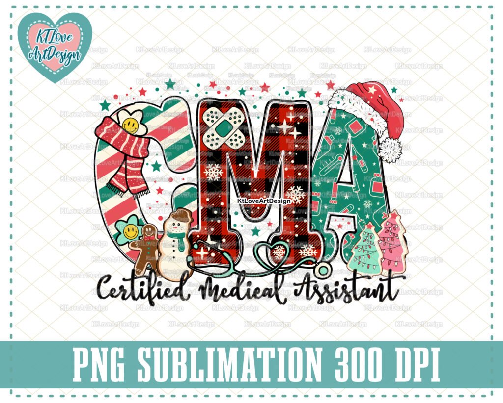 Christmas Cma Png, Cma Png, Nurse Christmas, Merry Nurse, Christmas Png, Nurse Sublimation, PNG Sublimation Design