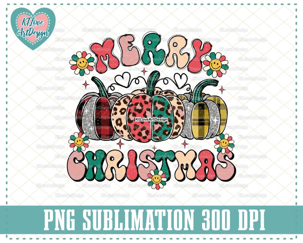 Retro Christmas Pumpkin Png, Christmas Vibes Png, Groovy Christmas Png, Pumpkin Leopard Png, Digital Download
