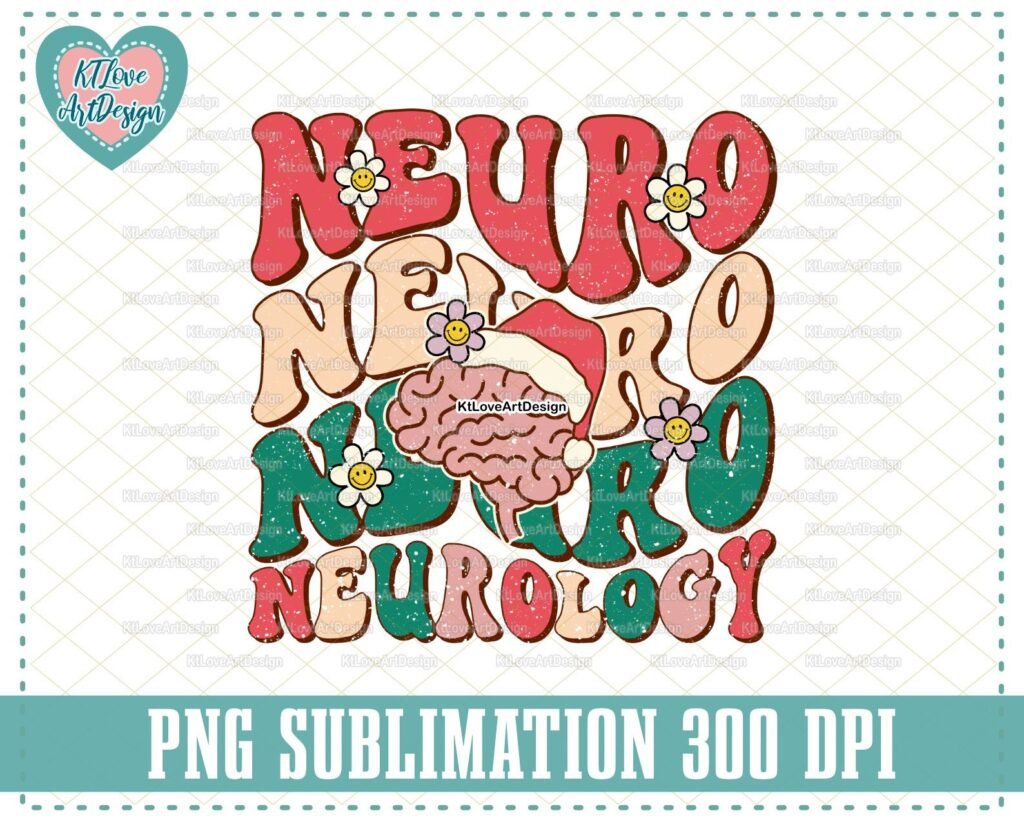 Neuro Christmas Png, Retro Neurology Png, Groovy Christmas Nurse, Retro Nurse Christmas Png, PNG Sublimation Design
