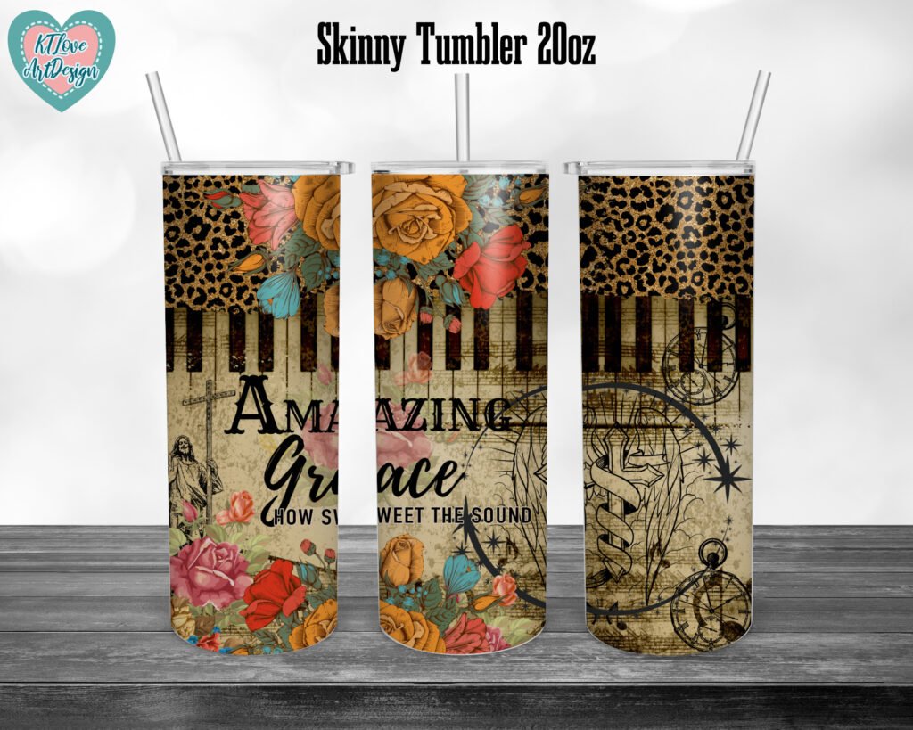 Amazing Grace Png File, How Sweet The Sound, 20oz Skinny Tumbler Sublimation, Waterslide Full Tumbler Wrap Png Digitals Download
