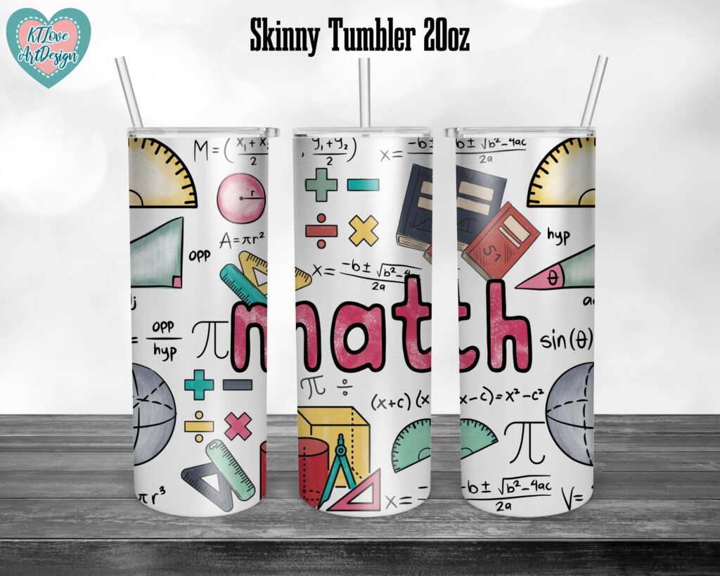 Teacher Math Tumbler, Math Tumbler, Science Teacher, Math Teacher, 20oz Skinny Tumbler Sublimation Full Wrap Png Download
