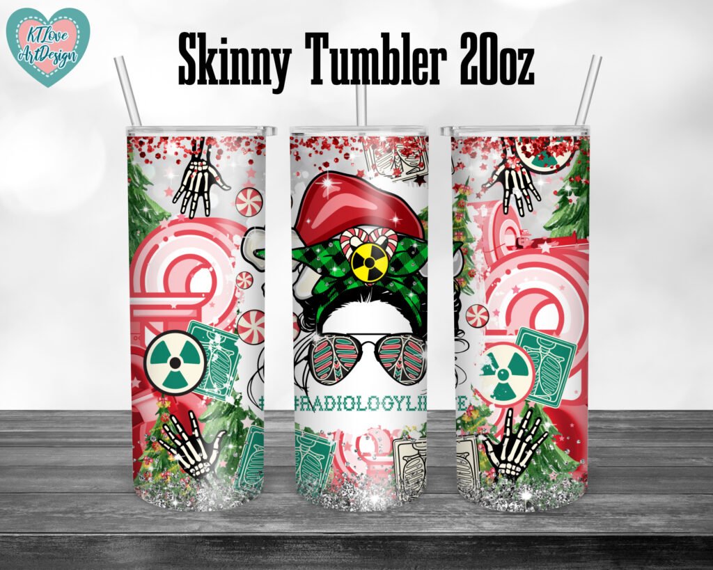 Christmas Radiology Tumbler, Rad Tech Png, 20oz Skinny Straight Tumbler Sublimation, Waterslide Full Tumbler Wrap Png Digitals Download