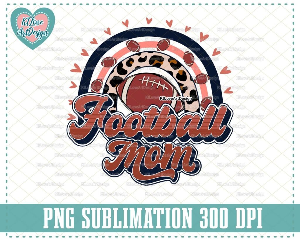 Game Day Football Mom png, Retro Football png, Football Rainbow, Football Mom Sublimation, PNG Sublimation Design