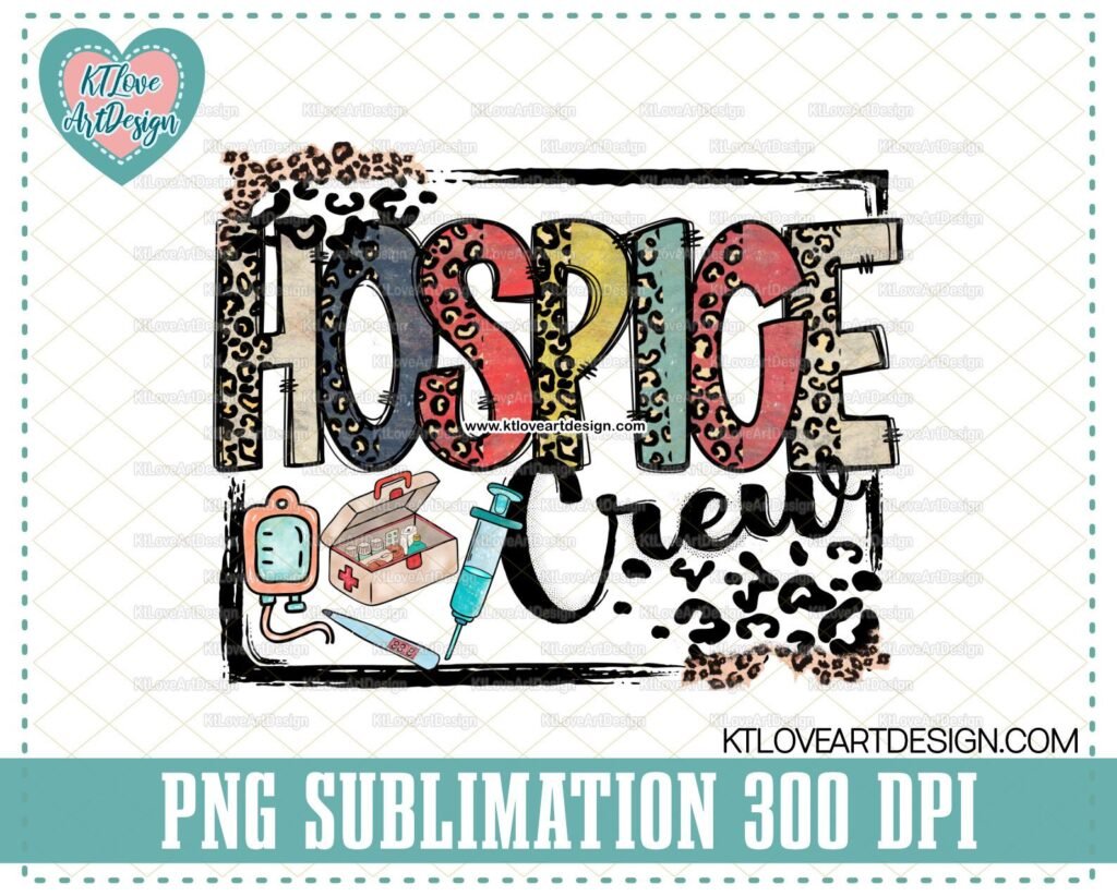 Hospice Nurse Png, Hospice Crew Png, Vinatge Nurse Png, leopard doodle, PNG Sublimation Design