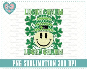Lucky Charm Smiley Face Png Shamrock Retro Patricks Day Png Retro Smiley Face Lucky Clover PNG Sublimation Design