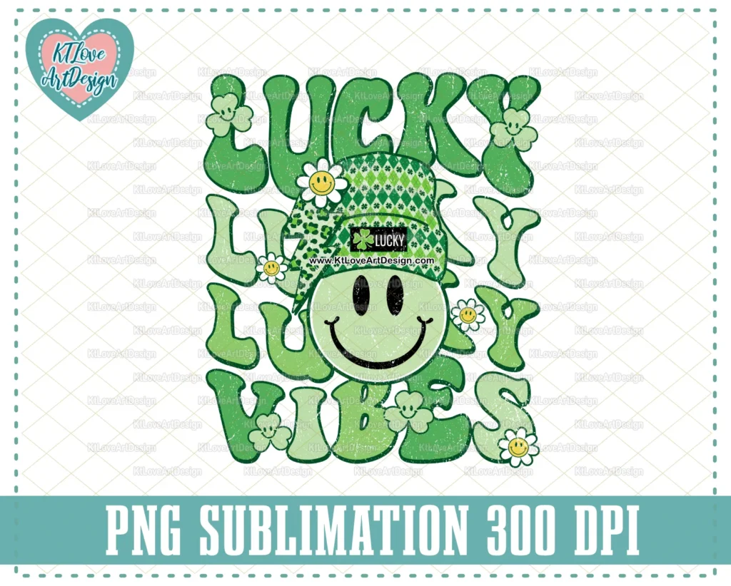 Lucky Vibes Png, Retro Smiley Face St. Patrick's Day Png, Green Leopard Png, Retro Png, Retro St. Patty's Day Png, Sublimation Design