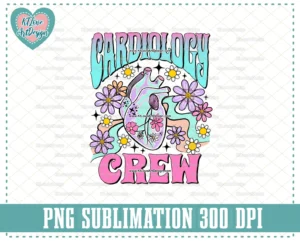 Cardiology Png, Anatomical Heart, Retro Nurse Png, Groovy Lettering, Sublimation, PNG Sublimation Design - Image 2