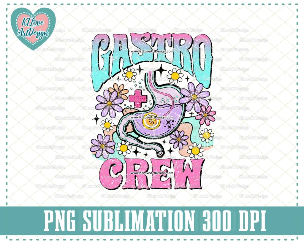 Spring Gastro Crew Png, Gastroenterology Png, Anatomical Gastro, Retro Nurse Png, PNG Sublimation Design