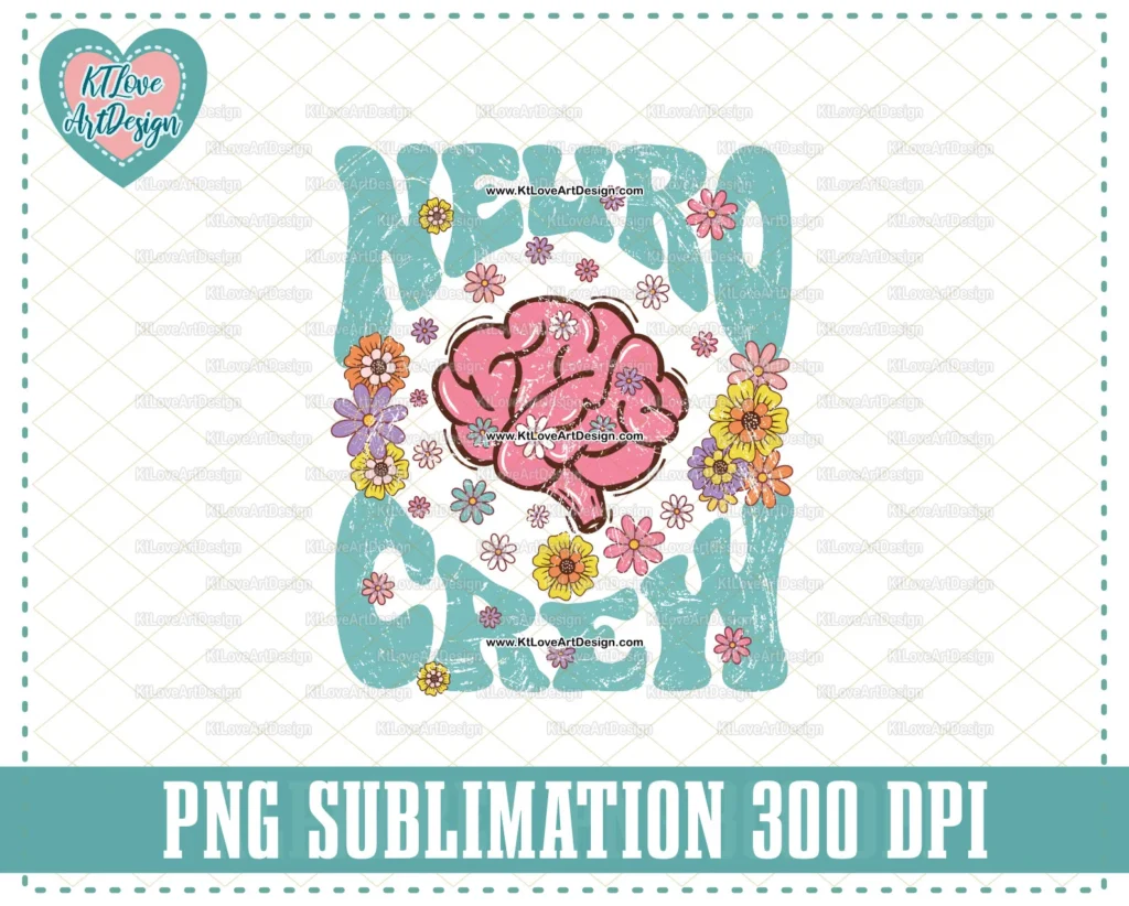 Neurology Nurse Png, Neuro Crew, Spring Clinic, Spring Nurse Png, Spring Flower Lettering, PNG Sublimation Design