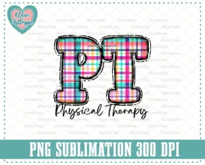 Physical Therapist Buffalo Plaid Lettering, Sublimation, PNG Sublimation Design - Image 2