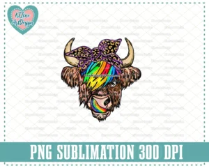 Highland Cow Pride Month Png, PNG Sublimation Design