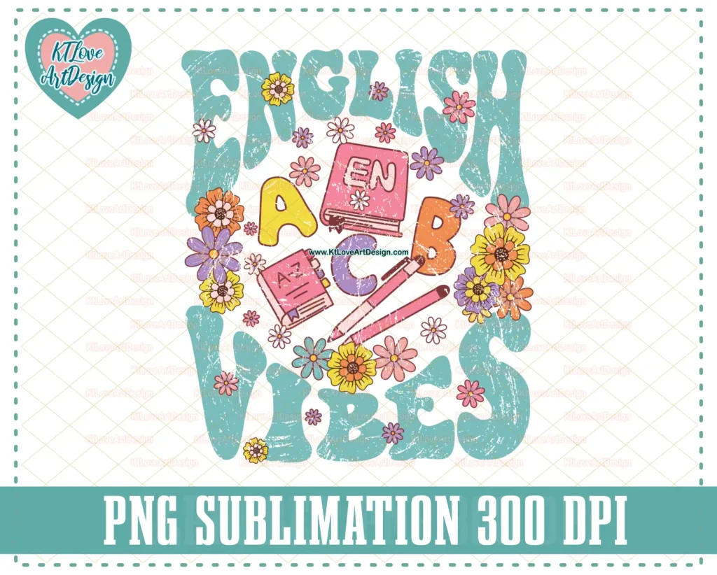 Retro English Vibes  PNG Sublimation Design