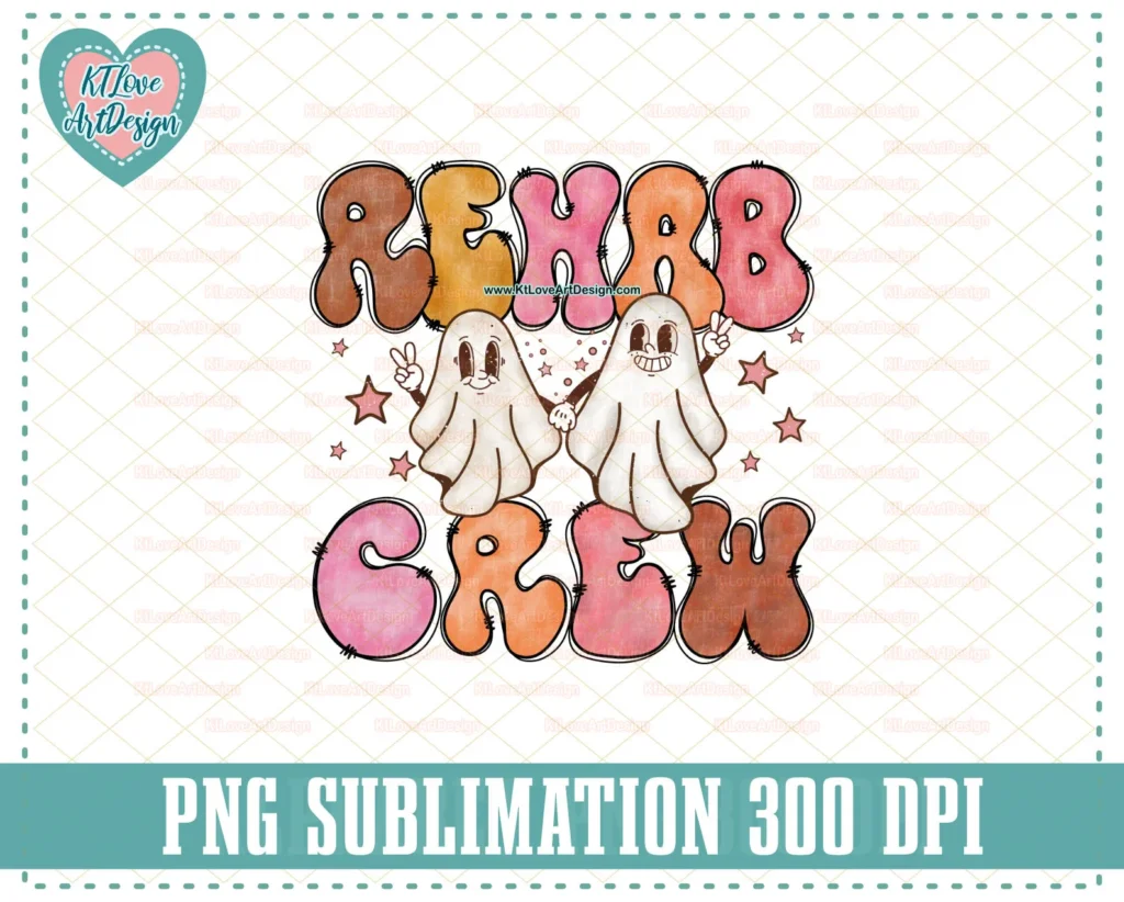 Retro Halloween Rehab Nurse PNG Sublimation Design