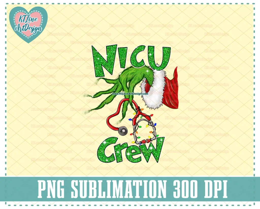Christmas NICU Crew Holding a Stethoscope Png