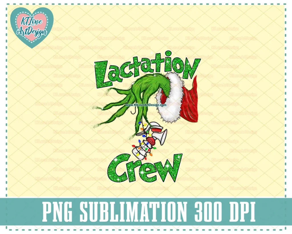 Christmas Lactation Crew Holding Breast Pump PNG