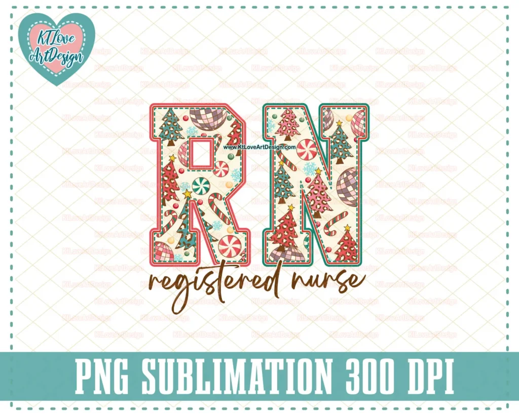 Christmas RN PNG Sublimation Design