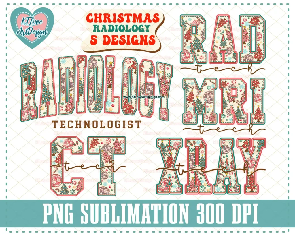 Christmas Radiology Bundle 5 Designs PNG