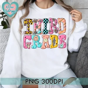 Groovy Doodle Back To School Grade Bundles PNG Designs - Image 6