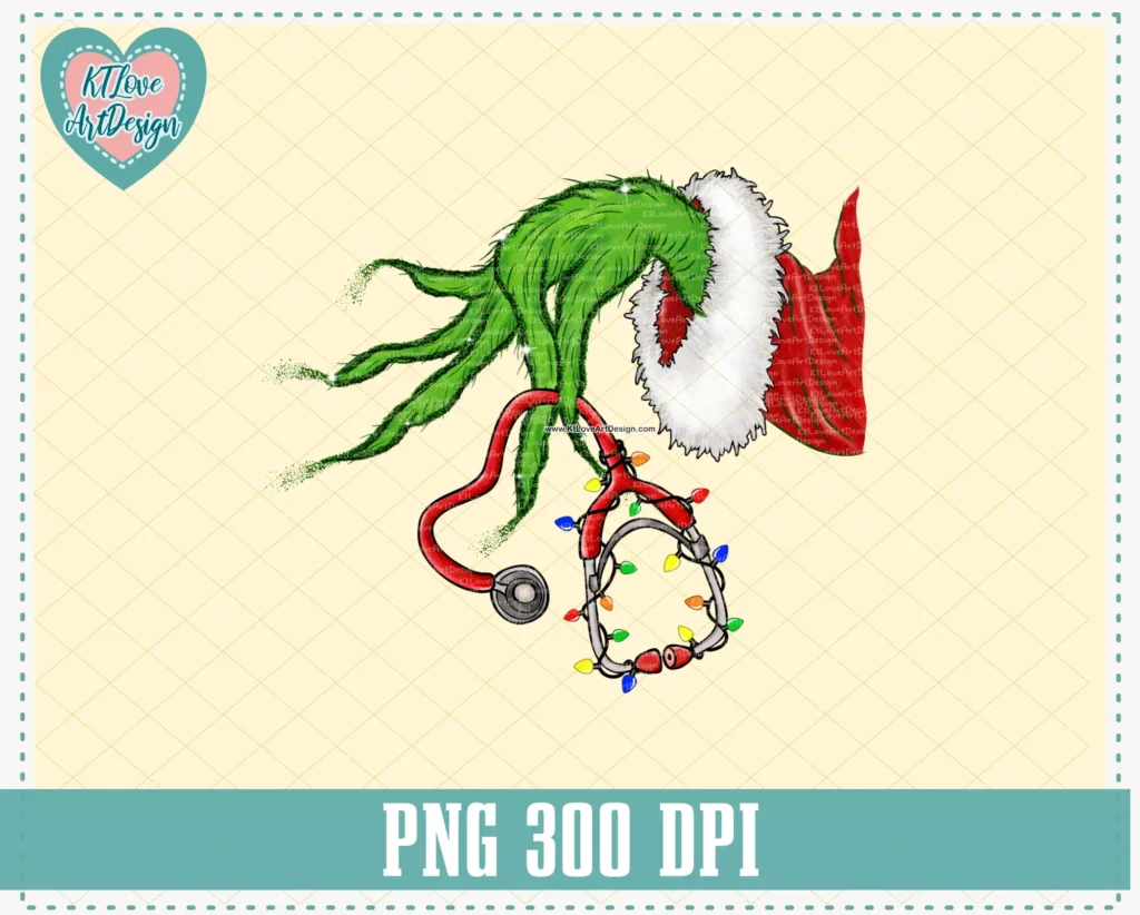 Christmas Hand Holding Stethoscope PNG