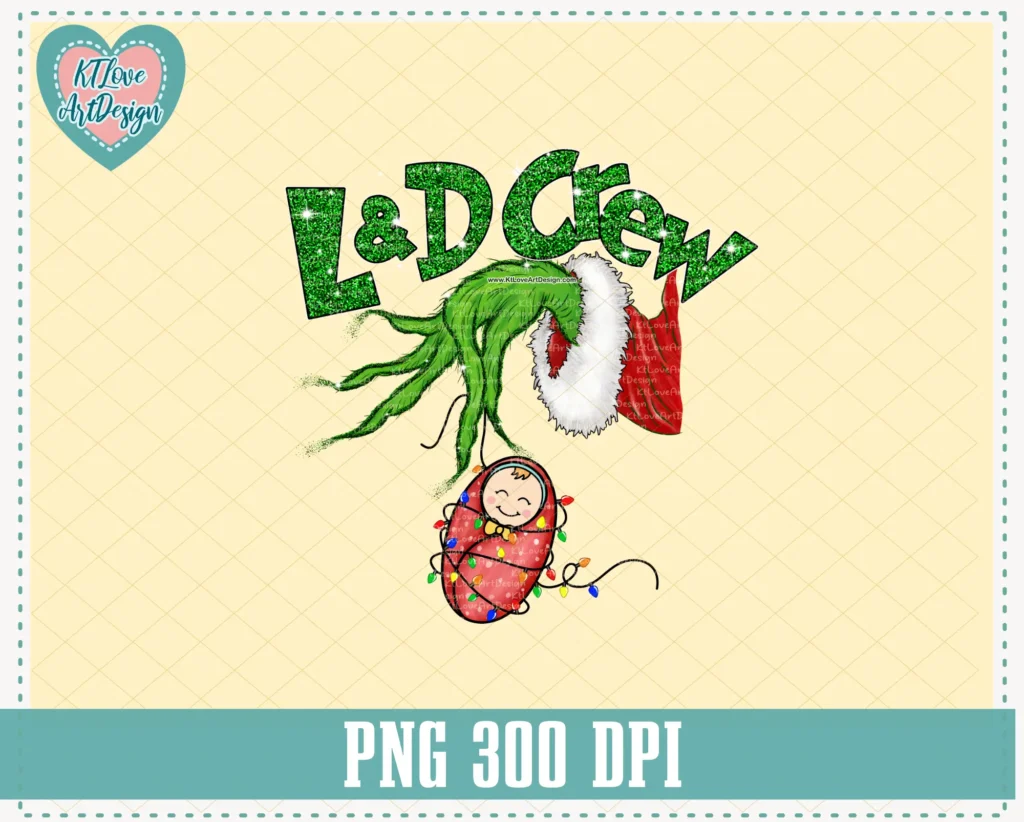 Christmas L&D Crew Hand Holding Baby in Swaddle Png