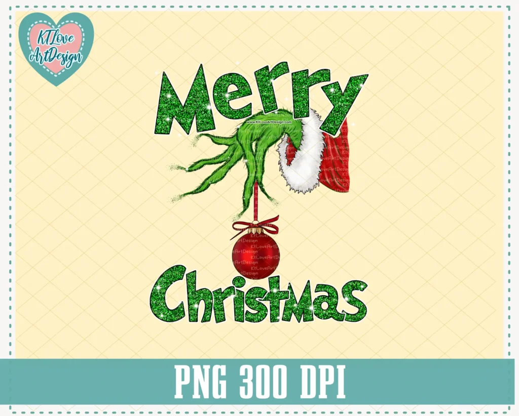 Merry Christmas Grinch Hand Holding Ornament Png