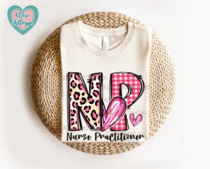 NP (Nurse Practitioner) Valentine Leopard & Plaid Png Design - Image 2