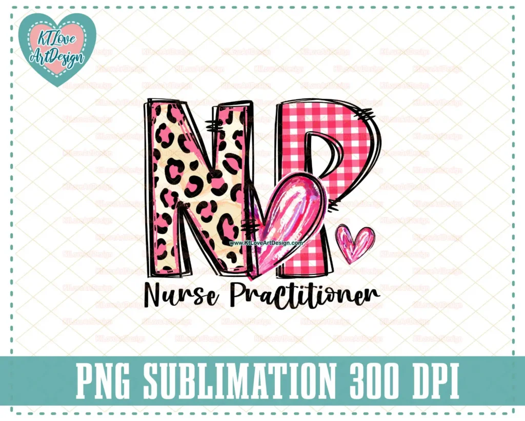 NP (Nurse Practitioner) Valentine Leopard & Plaid Png Design