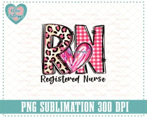 RN (Registered Nurse) Valentine Leopard & Plaid Png Design