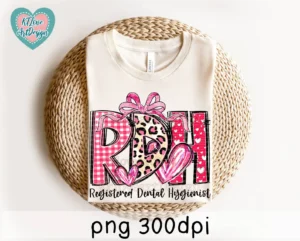 RDH (Registered Dental Hygienist) Valentine Coquette Leopard & Plaid Png Design - Image 3