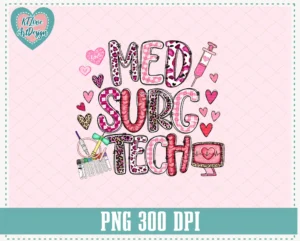 Med-Surg Tech Valentine Leopard & Plaid Png Design