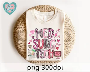 Med-Surg Tech Valentine Leopard & Plaid Png Design - Image 3