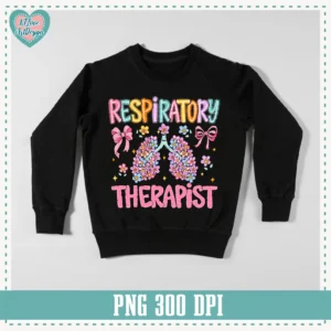Respiratory Therapist Lungs Spring Flower Doodle Occupation Png Design - Image 2