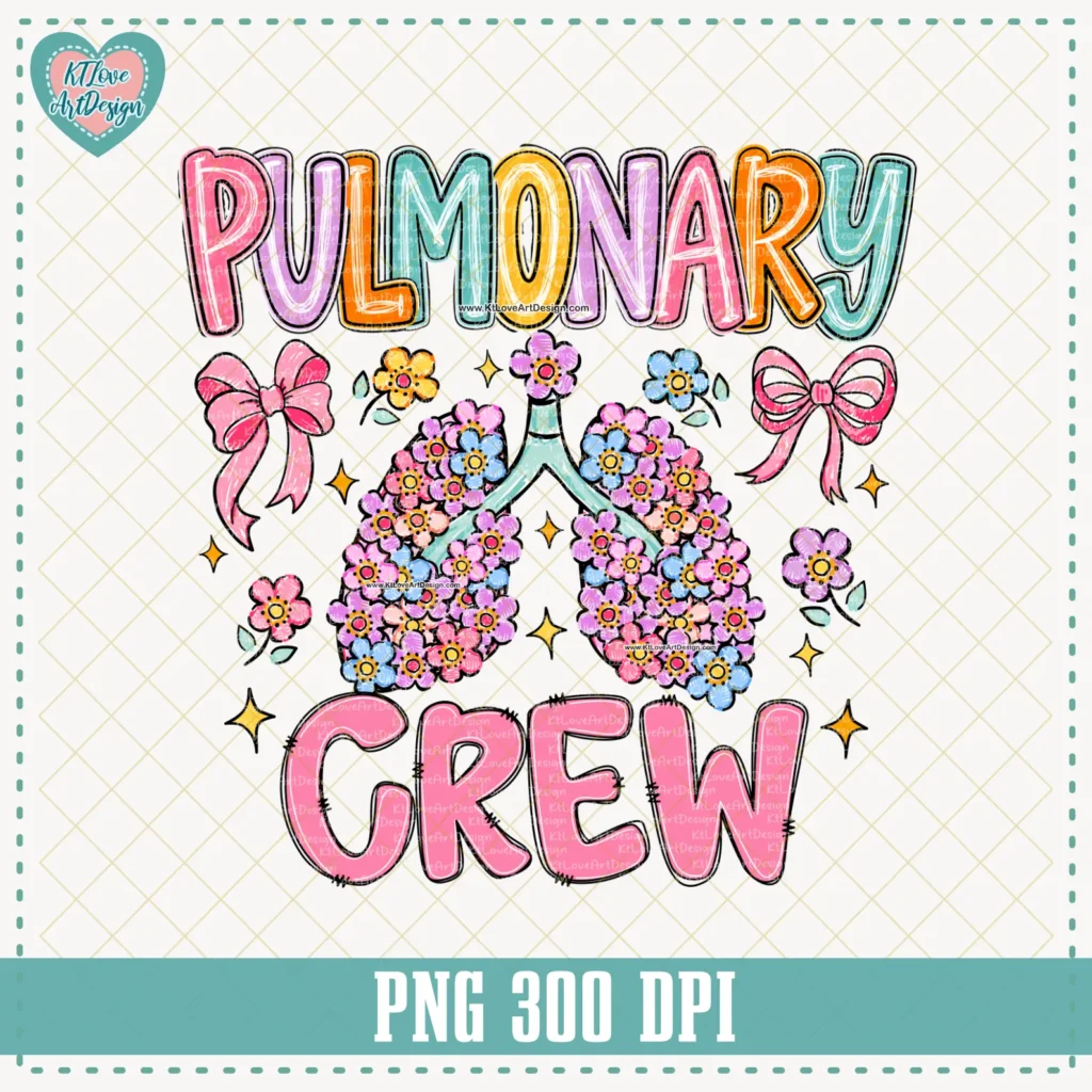 Pulmonary Crew Lungs Spring Flower Doodle Occupation Png Design